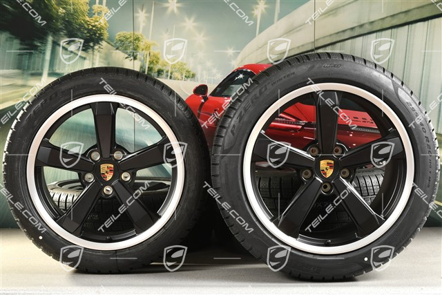 19"+20" koła zimowe Dakar, komplet, felgi 8J x 19 ET38 + 11,5J x 20 ET68 + NOWE opony zimowe Pirelli 245/45 R19 + 295/40 R20, czarny satynowy półmat