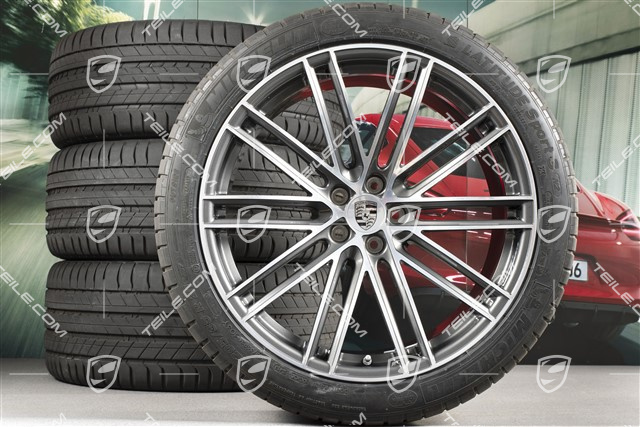 21" Turbo IV Design summer wheel set, wheel rims 9,5J x 21 ET27 + 10J x 21 ET19 + Michelin summer tyres 265/40 R21 + 295/35 R21, with TPM