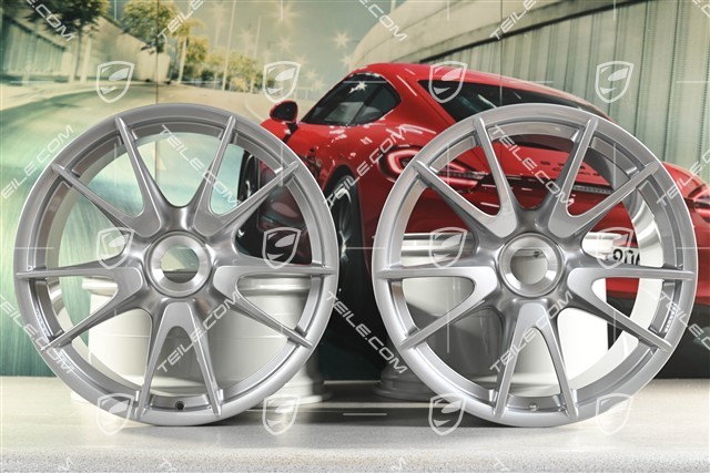 19-inch Rims set GT3RS II 4.0 / GT2RS, GT-Silber, 9J x 19 ET47 + 12J x 19 ET48