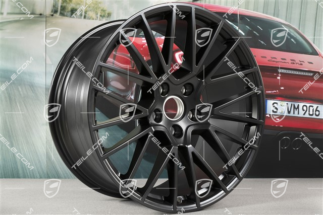 21-inch wheel rim set Cayenne RS Spyder, 11J x 21 ET49 + 9,5J x 21 ET46, for Cayenne Coupé, black satin matt