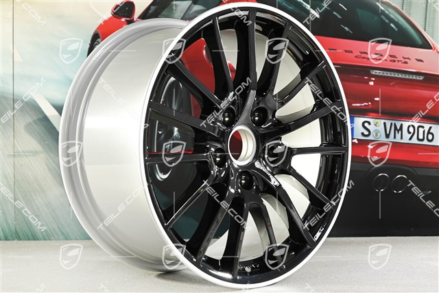 19-inch Sport Design wheel set, black, wheels 8J x 19 ET57 + 9,5J x 19 ET46, wheel star in black / silver pinstripe round the edge
