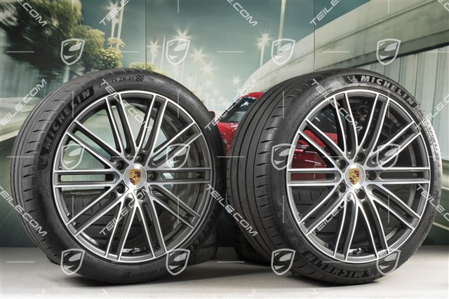 21" Turbo IV Sommerräder, Felgen 9,5J x 21 ET71 + 11,5J x 21 ET69 + Michelin Sommerreifen 275/35 ZR21 + 325/30 ZR21, mit RDK-Sensoren, nur für Turbo S E-Hybrid