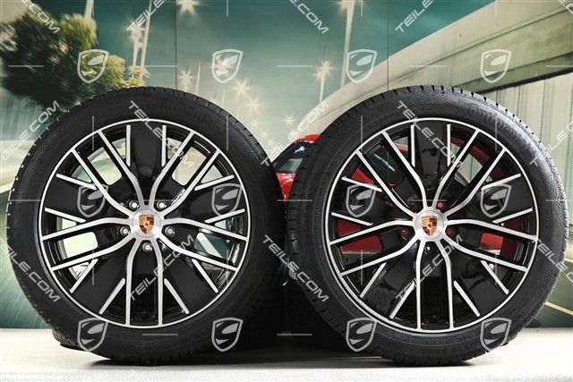 21-inch Macan Design winter wheel set, rims 8,5J x 21 ET27 + 10,5J x 21 ET47 + NEW Continental winter tyres 255/45 R21 + 285/40 R21, black high gloss