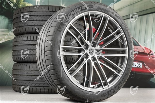 21" Turbo IV Design summer wheel set, wheel rims 9,5J x 21 ET27 + 10J x 21 ET19 + Michelin summer tyres 265/40 R21 + 295/35 R21, with TPM