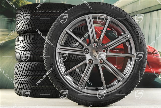 20-inch Panamera Turbo Winter wheel set, wheel rims 9,5J x 20 ET71 + 10,5J x 20 ET71 + Bridgestone winter tyres 275/40 R20 + 315/35 R20, Adamantium