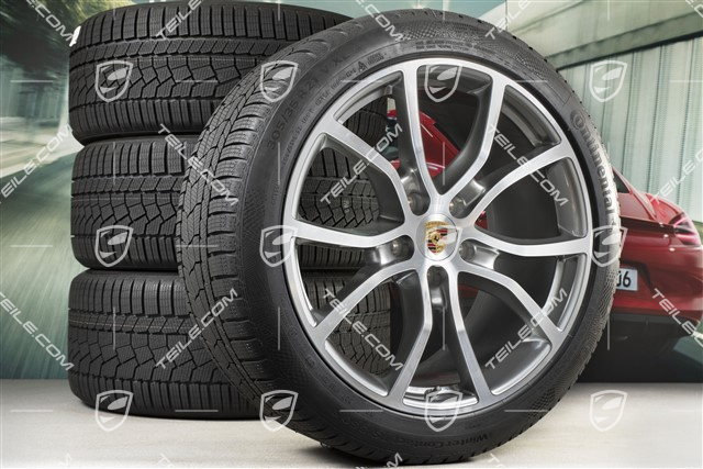 21" koła zimowe Cayenne COUPE Exclusive Design, komplet, felgi 9,5J x 21 ET46 + 11,0J x 21 ET49 + opony zimowe Continental 275/40 R21 + 305/35 R21, z czujnikami ciśnienia