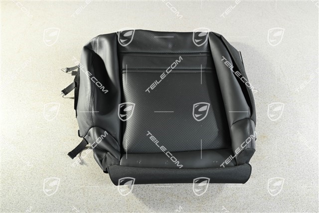 Front sport seat upholstery / cover, Leather, lower part / cushion, Black, L