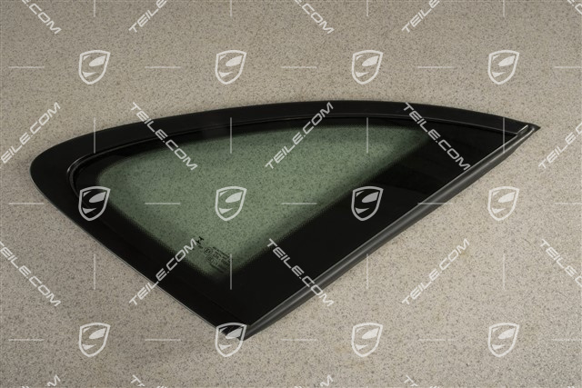Side window with moulding, aluminium package Black matte, Green heat-Insulating glass in rear, R