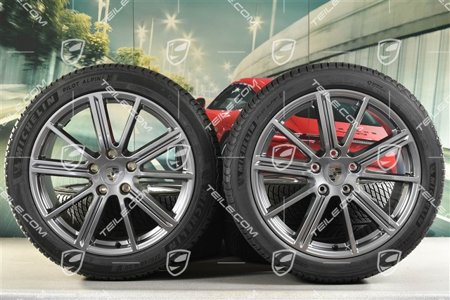 20" Panamera Turbo Koła zimowe, komplet, felgi 9,5J x 20 ET71 + 10,5J x 20 ET71 + opony zimowe Michelin Pilot Alpin 5 275/40 R20 + 315/35 R20, Adamantium