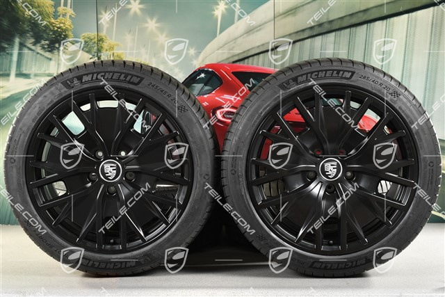 20-inch Turbo S Aero Design summer wheel set, rims 9J x 20 ET54 + 11J x 20 ET60, NEW Michelin summer tyres 245/45 R20 + 285/40 R20, in black satin-mat