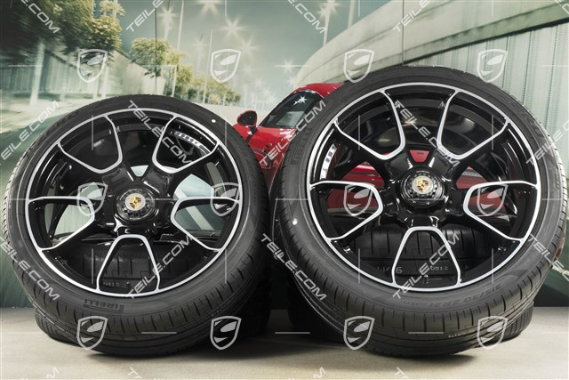 20-inch + 21-inch Turbo S Exclusive Design summer wheel set, rims 9,5J x 20 ET44 + 12J x 21 ET70 + Pirelli summer tyres 255/35 R20 + 315/30 R21, black high gloss