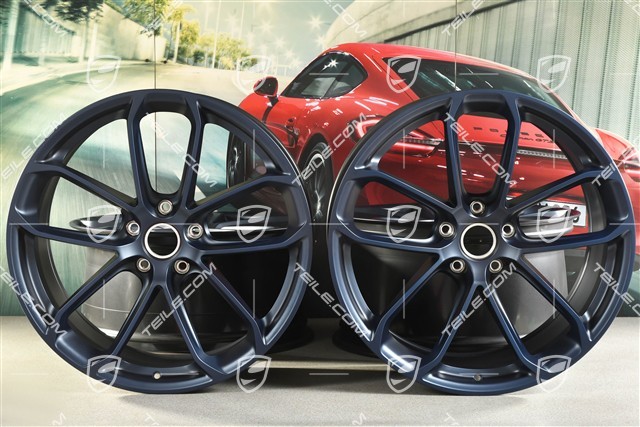 22-inch GT wheel rim set, rims 10,5J x 22 ET49 + 11,5J x 22 ET52, ocean blue pearl effect