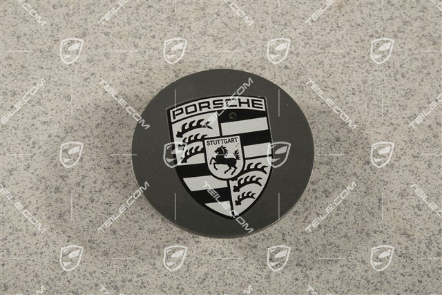 Radzierdeckel, konkav, Wappen Schwarz / Silber, Titan dunkel