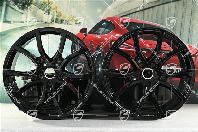 21-inch wheel rim set Cayenne Exclusive Design, 11J x 21 ET49 + 9,5J x 21 ET46, for Cayenne Coupé, black high gloss