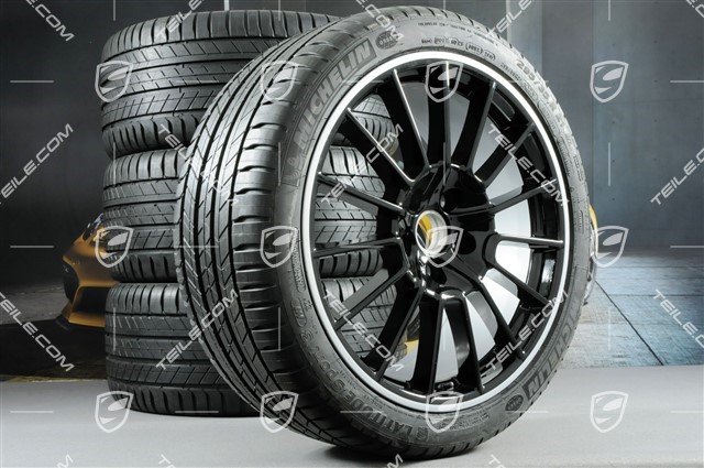 21" Cayenne SportPlus summer wheels set, rims 10J x 21 ET50 + 10J x 21 ET45 + Michelin summer tyres 295/35 R21, black high gloss
