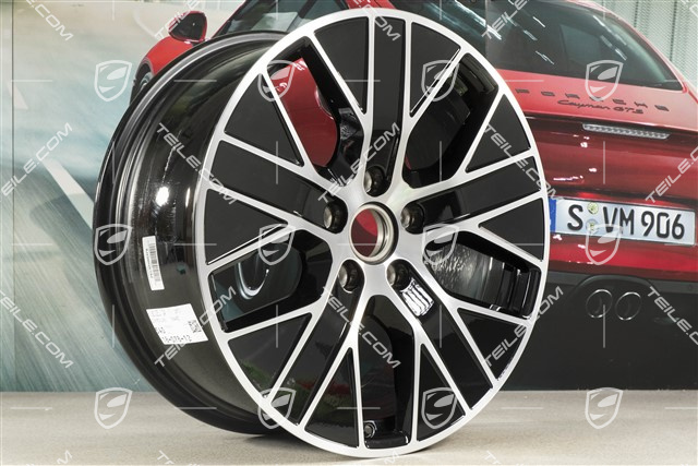 20" Felga Taycan Turbo Aero, 9J x 20 ET54, czarny wysoki połysk + frezowana powierzchnia