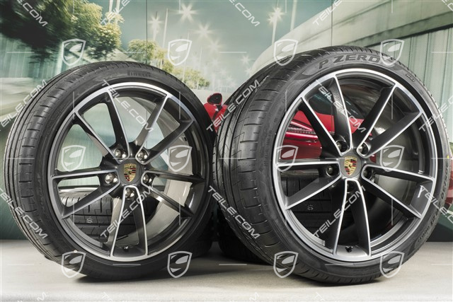 20"+21" koła letnie, komplet Carrera Classic, felgi 8,5J x 20 ET53 + 11,5J x 21 ET67 + NOWE opony letnie Pirelli 245/35 R20 + 305/30 R21, z czujnikami ciśnienia