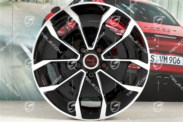 20" Felga Taycan Turbo Aero Design, 11J x 20 ET60, czarny wysoki połysk + frezowana powierzchnia