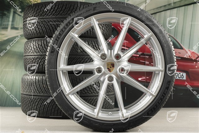 20"+21" Carrera S Winterräder Satz, Felgen 8,5J x 20 ET53 + 11J x 21 ET66 + Michelin Winterreifen 245/35 R20 + 295/30 R21, mit RDK-Sensoren