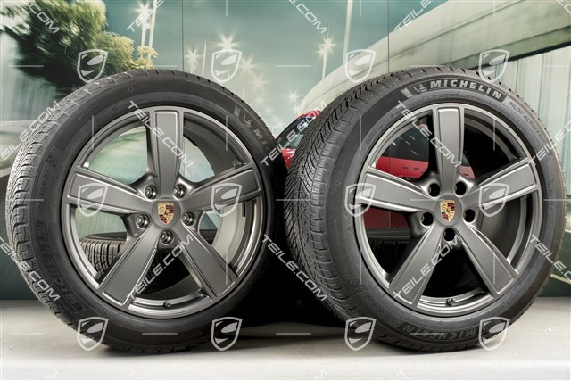 20-inch Cayenne COUPE Sport Classic winter wheel set, rims 9J x 20 ET50 + 10,5J x 20 ET55 +  Michelin winter tyres 275/45 R20 + 305/40 R20, with TPMS, Platinum satin mat
