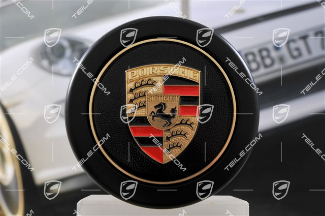 Radzierdeckel, lackiert, schwarz, Wappen farbig, für Innendurchmesser 71mm