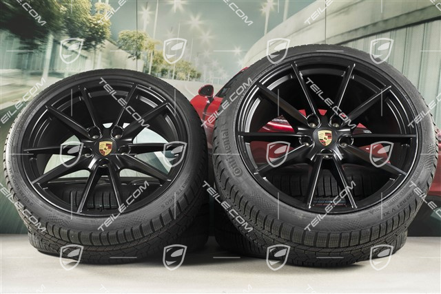 20/21-inch Carrera S winter wheel set, wheel rims 8,5J x 20 ET53 + 11J x 21 ET66 + Continental winter tyres 245/35 R20 + 295/30 R21,  in black satin-mat