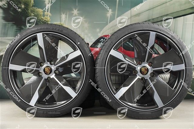 21" Exclusive Design summer wheel set, rims 9,5J x 21 ET60 + 11,5J x 21 ET66 + NEW Goodyear summer tyres 265/35 R21 + 305/30 R21, Carbon aeroblades