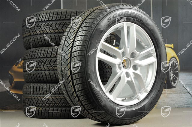18" Winterräder Satz "Cayenne S" Facelift 2014->, Felgen 8J x 18 ET53 + NEUE Pirelli Winterreifen 255/55 R18, mit RDK-Sensoren