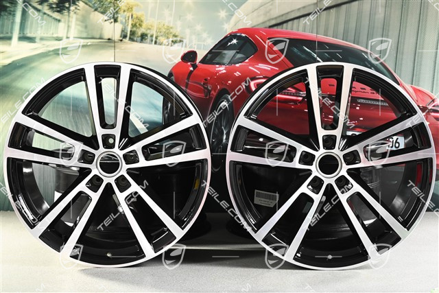 22" Cayenne Coupe Sport Design wheel set, 10J x 22 ET48 +11.5J x 22 ET52, high-gloss black