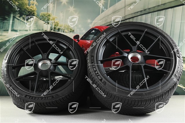 20"+21" Carrera GTS winter wheel set, with central locking, wheel rims 8,5J x 20 ET50 + 11J x 21 ET8 + Michelin winter tyres 245/35 R20 + 305/30 R21, with TPMS, Anthracite Grey, about 100km