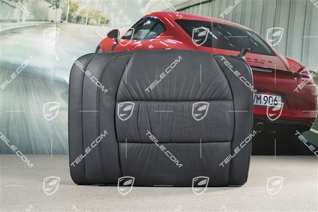 Back seat backrest, Draped leather, metropole blue, Cabrio, L