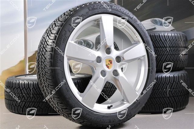 19" Koła zimowe komplet, Cayman S, 8J x 19 ET57 + 9,5J x 19 ET45 + NOWE opony zimowe Michelin Pilot Alpin 4 235/40 R19 + 265/40 R19, bez czujników RDK