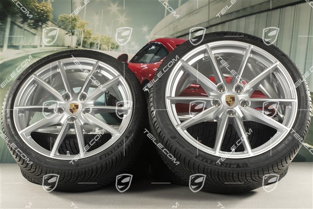 20"+21" Carrera S Winterräder Satz, Felgen 8,5J x 20 ET53 + 11J x 21 ET66 + Michelin Winterreifen 245/35 R20 + 295/30 R21, mit RDK-Sensoren
