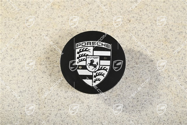 Radzierdeckel, konvex, Wappen schwarz, in Schwarz-Satinmatt