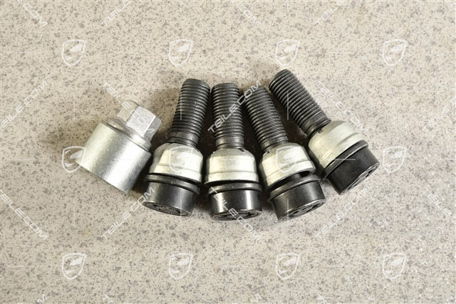 Anti-theft wheel bolt set (4 pcs.), incl. adapter, Black