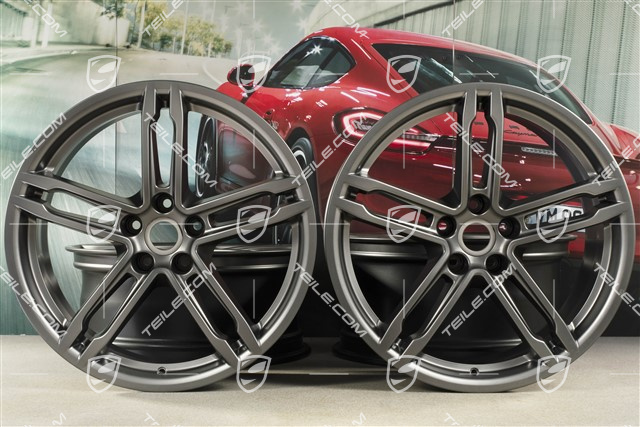 19"-inch alloy wheel set Macan Turbo, 8J x 19 ET21 + 9J x 19 ET21, Platinum satin-matt