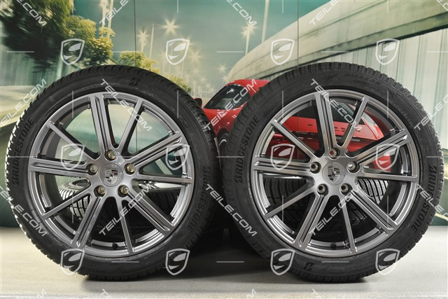 20-inch Panamera Turbo Winter wheel set, wheel rims 9,5J x 20 ET71 + 10,5J x 20 ET71 + Bridgestone winter tyres 275/40 R20 + 315/35 R20, Adamantium