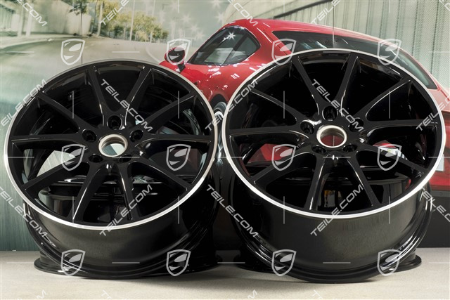 20" komplet felg Cayenne Design, 10,5J x 20 ET64 + 9J x 20 ET50, Exclusiv, czarne ramiona