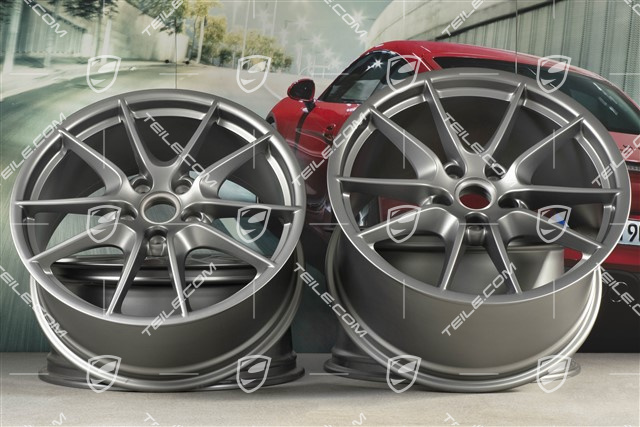 20" Carrera S III wheel rim set, 8,5J x 20 ET51 + 11J x 20 ET52, platinum satin matt