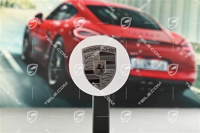 Hub cap, concave, emblem Rhodium, bright chrome