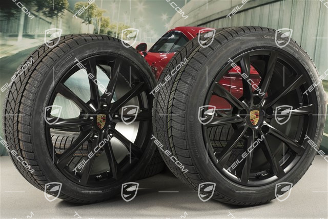 19-inch Boxster S winter wheels set, rims 8J x 19 ET57 + 10J x 19 ET45 + Continental WinterContact TS 830P winter tires 235/40 R19 +265/40 R19, black satin matt