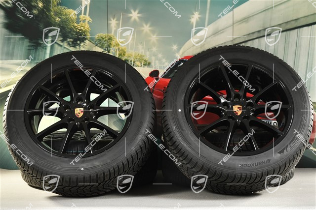 20-inch Cayenne COUPE Design winter wheel set, rims 9J x 20 ET50 + 10,5J x 20 ET55 + NEW Hankook winter tyres 255/55 R20 + 295/45 R20, with TPMS, black high gloss