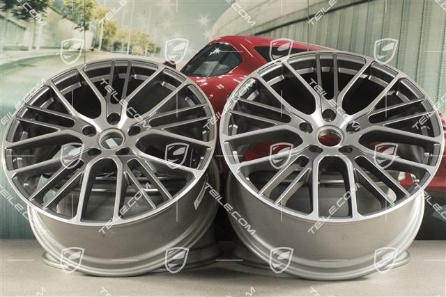 21" Felgensatz Panamera Exclusive Design Sport, 9,5J x 21 ET71 + 10,5J x 21 ET71, in Platinsilber-Metallic