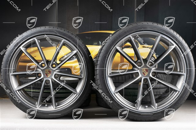 20"+21" Carrera Classic Sommerräder Satz, Felgen 8,5J x 20 ET50 + 11,5J x 21 ET67 + NEUE Goodyear Sommerreifen 245/35 R20 + 305/30 R21, mit RDK-Sensoren