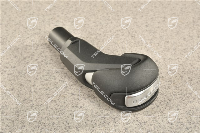 Selector level, black leather