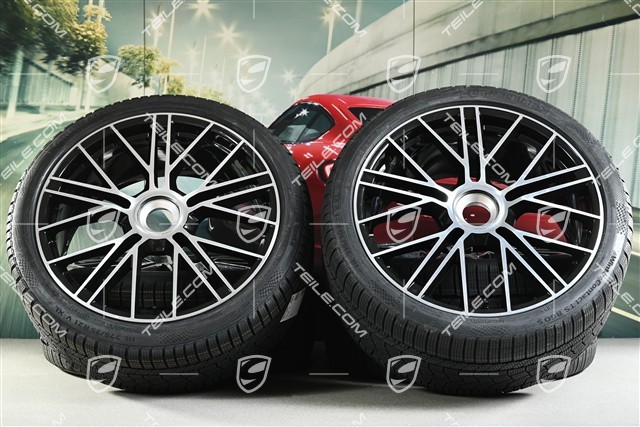 21-inch Panamera Turbo S Winter wheel set, central lock, wheel rims 9,5J x 21 ET71 + 10,5J x 21 ET71 + NEW Continental Winter Contact TS860 S winter tyres 275/35 R21 + 315/30 R21, black high gloss