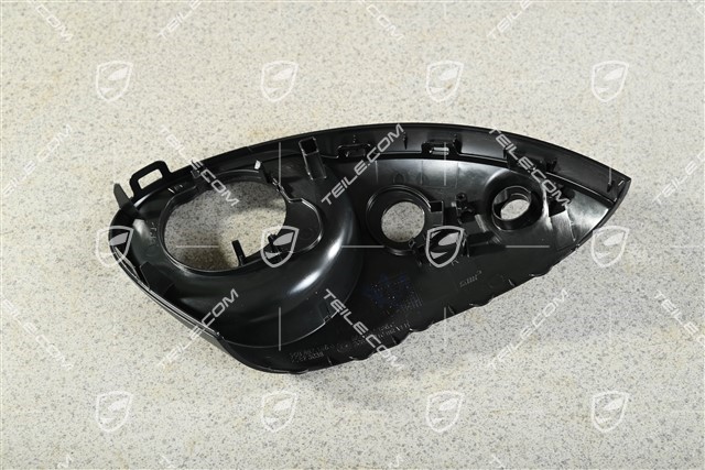 Spiegelgehäuse / Spiegel, Blende unten, mit Umfeldbeleuchtung und Real Top View, Schwarz, R