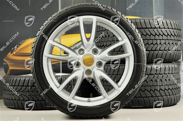 18-inch Carrera IV wheel set, wheels 8J x 18 ET57 + 11J x 18 ET51, tyres 235/40 R18 + 295/35 R18 Nokian WR, TPMS