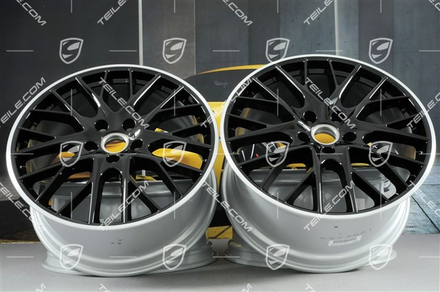 21" Komplet felg Panamera Sport Design, 9,5J x 21 ET71 + 10,5J x 21 ET71, do użytku w zimie, ramiona felgi czarne 21" Komplet felg Panamera Sport Design, 9,5J x 21 ET71 + 10,5J x 21 ET71, do użytku w zimie, ramiona felgi czarne