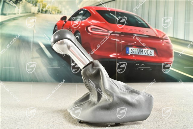 Schalthebelknopf, Steingrau Leder / Aluminium, 6-gang schaltgetriebe